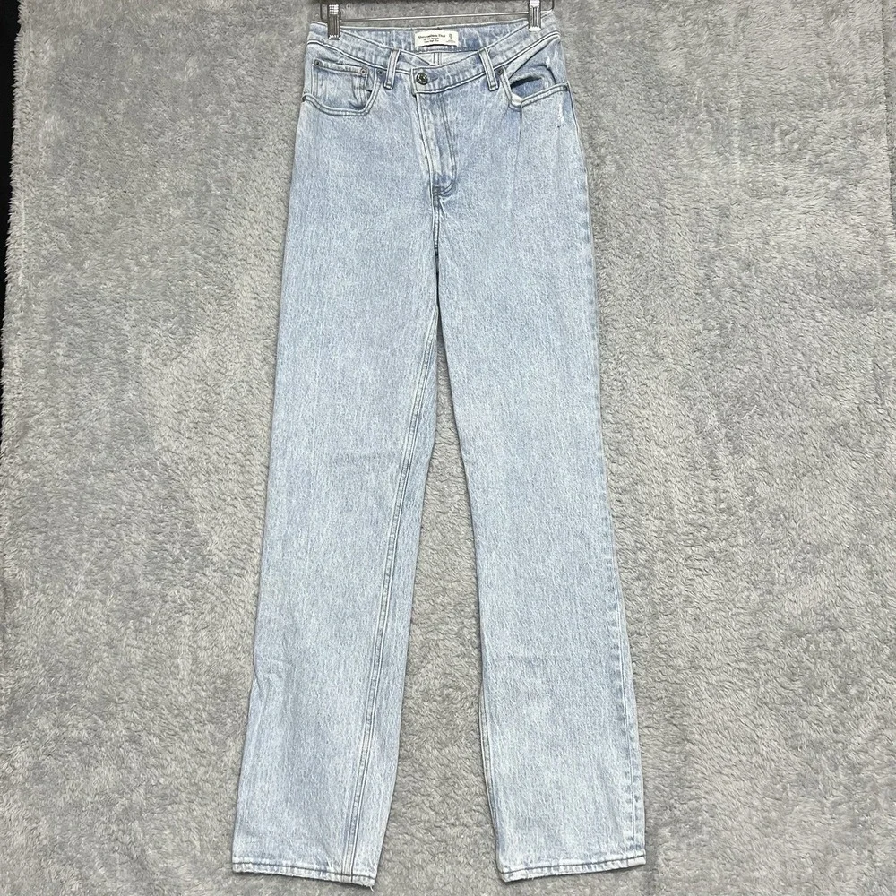 Abercrombie‎ Fitch Jeans Womens 26 2L Blue 90s Straight High Rise Criss Cross
