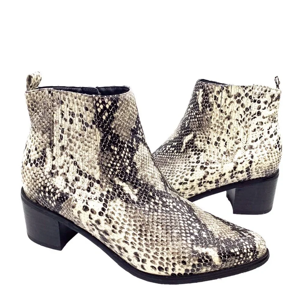 BLONDO Elvina Snakeskin Embossed Leather Waterproof Zip‎ Booties