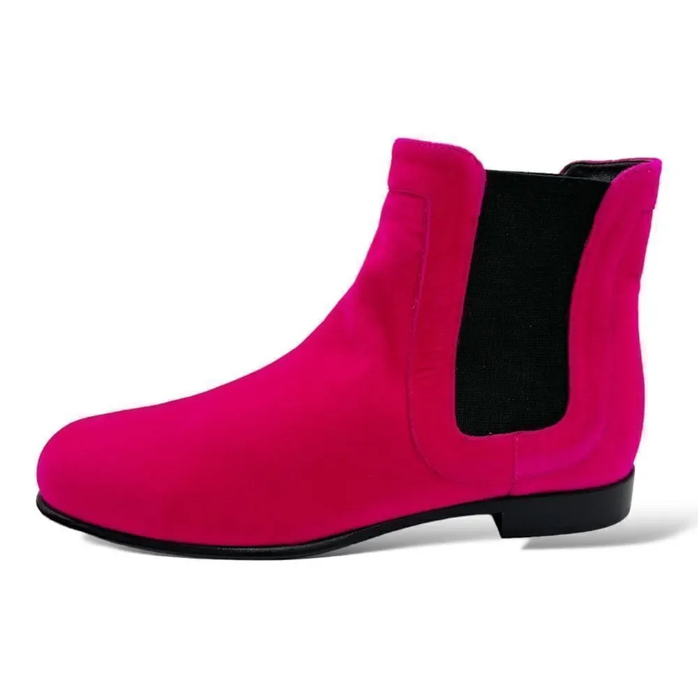 Roger Vivier Fuchsia Pyramide‎ Velvet Chelsea Boot Sz EU 34 US Sz 4 UK 2