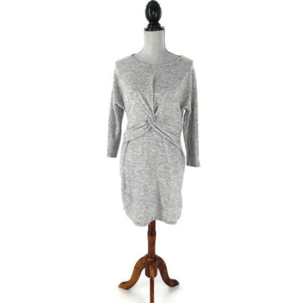 Everly Dress Womens M Fleece Pull-Over Fitted Heather Gray 3/4‎ Sleeve New