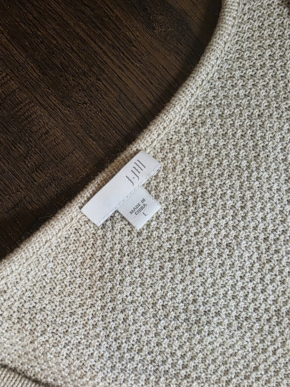 J.Jill Textured Cotton Blend V-Neck Sweater | Women’s Cream V-Neck Knit Sweater
