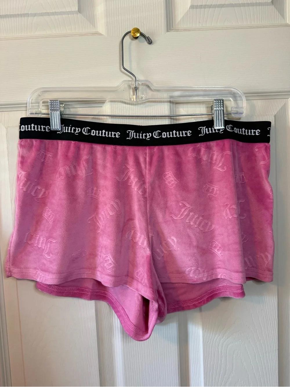 Juicy Couture Pink Velour Sleep Shorts Branded Waistband Size Large