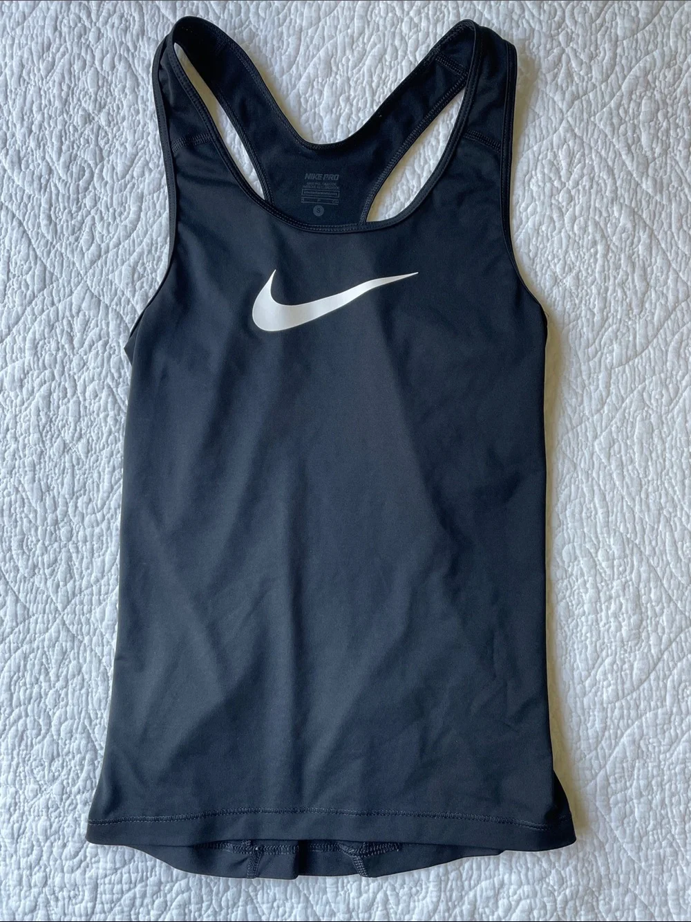 Nike Black Tank Top with White Swoosh- Size S