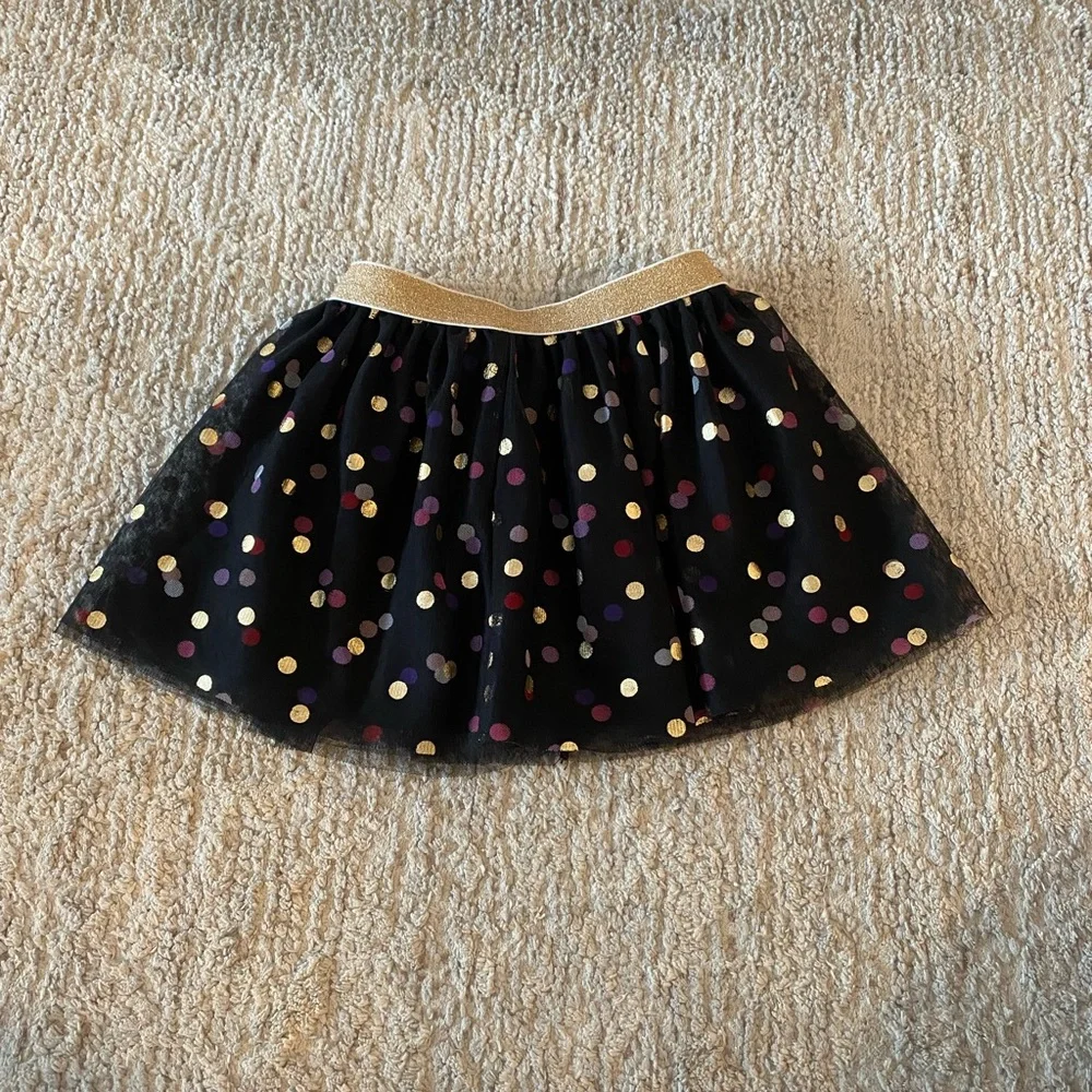 Epic Threads Polka Dot Black Skirt with Gold Waistband Size 4T