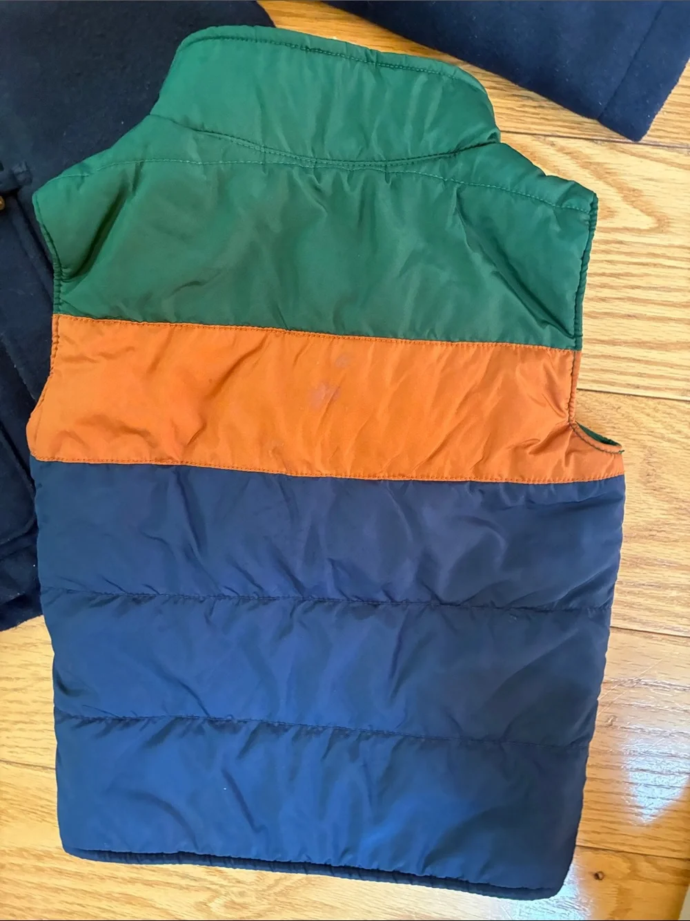 OshKosh B'gosh Navy Hooded Duffle Coat with Blue, Green & Orange Puffer Vest