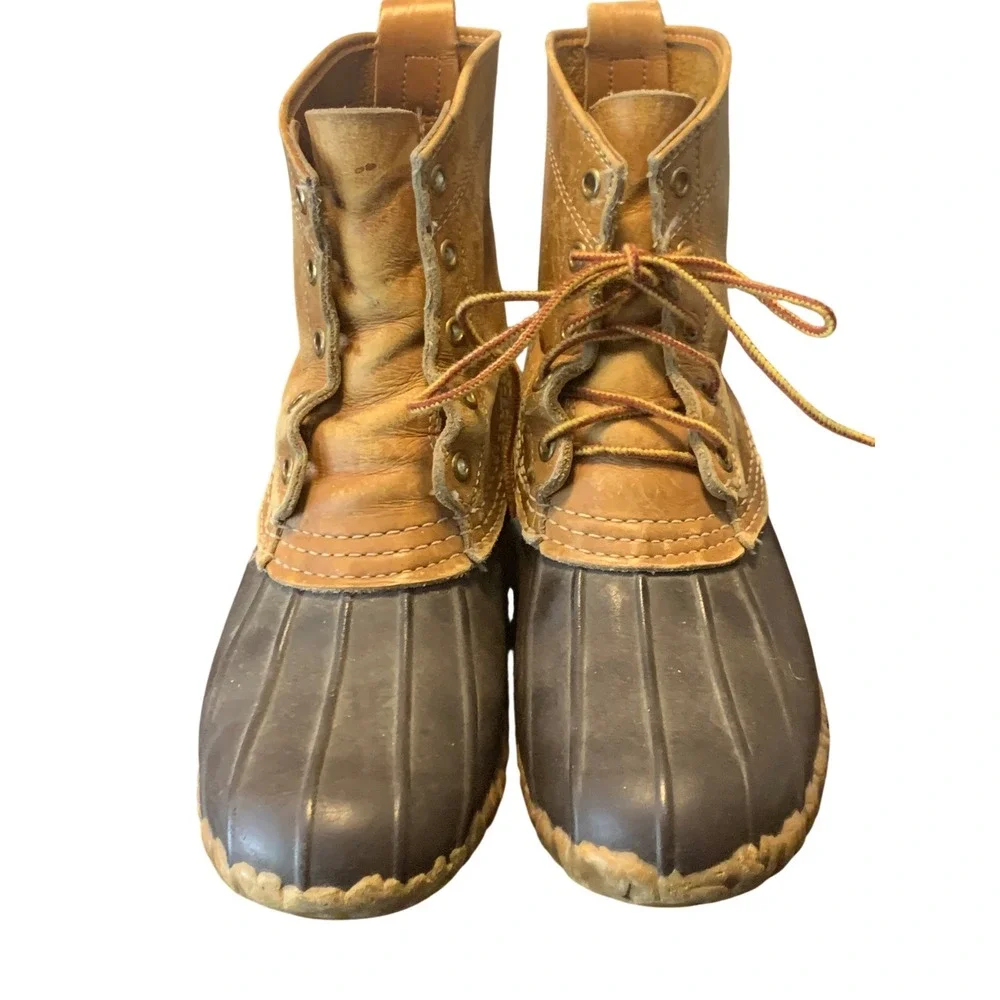 Vintage LL‎ Bean Maine Leather Hunting Shoe Duck Boots Brown  9