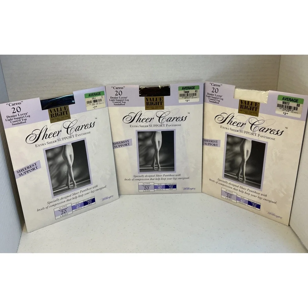 Worthington Sheer Caress Pantyhose Average Sable Taupe White Control Top Lot