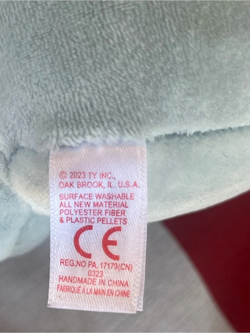 Ty Plush Elephant - Light Gray with Pink Ears