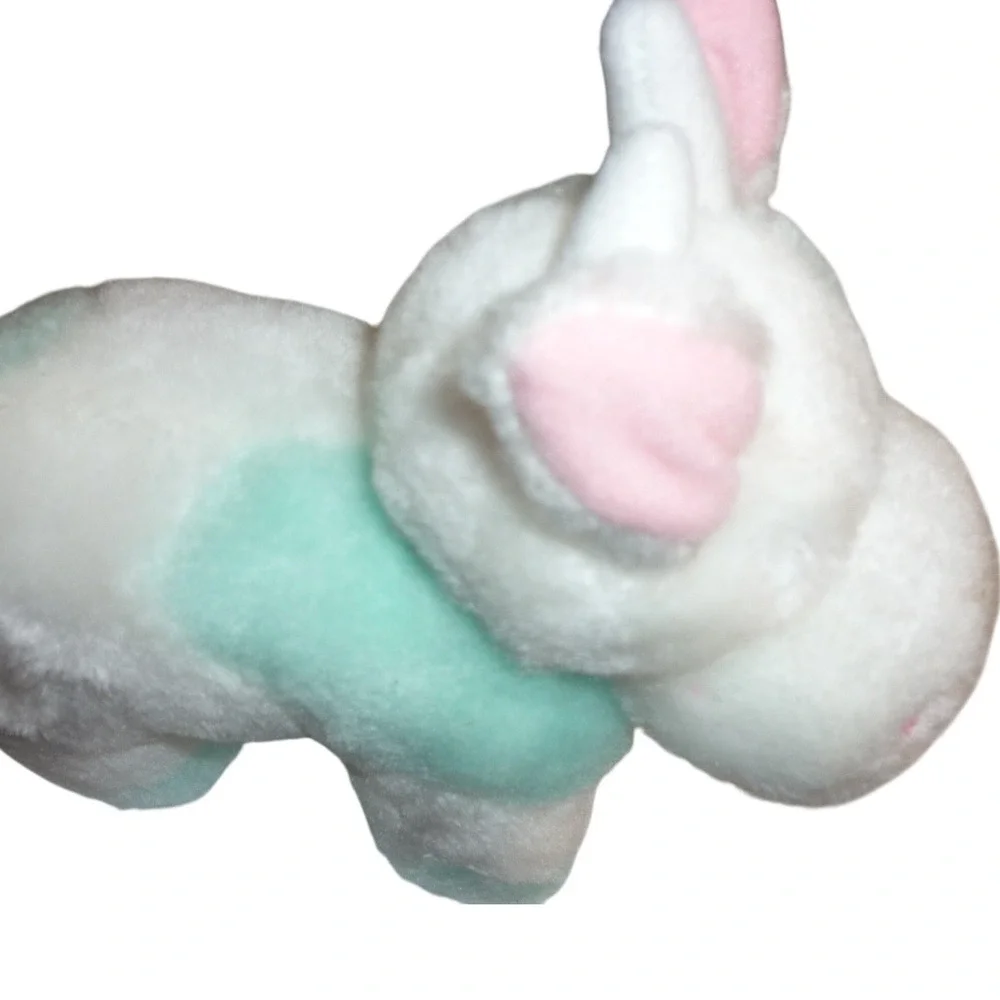 Vintage Dakin Baby Things Cow Plush Rattle Mint Green White 1980s NEW‎ WITH TAGS