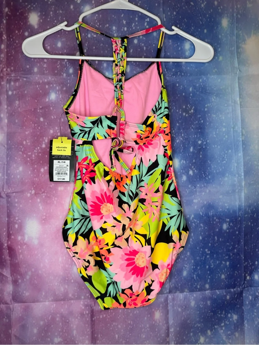 New art class floral one piece swimsuit size girls XL