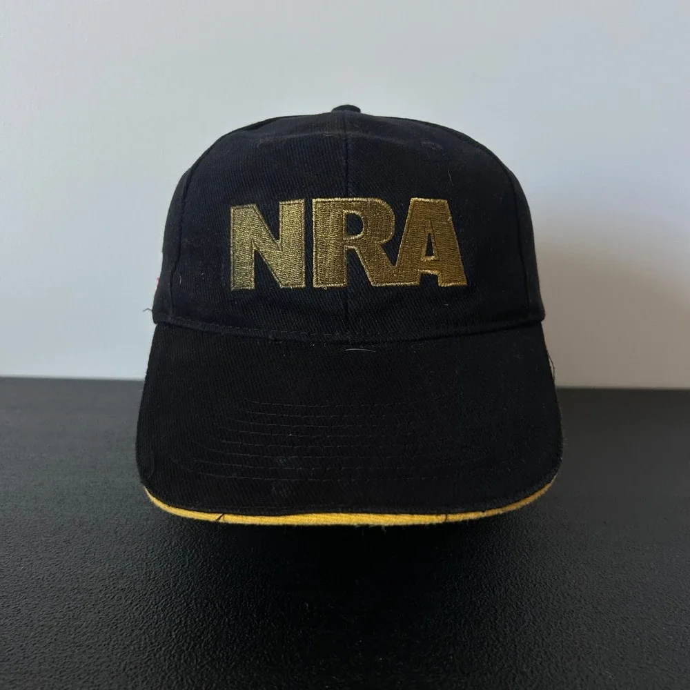 Vintage‎ NRA Hat Cap Strap Back Adjustable Black USA Flag Adult
