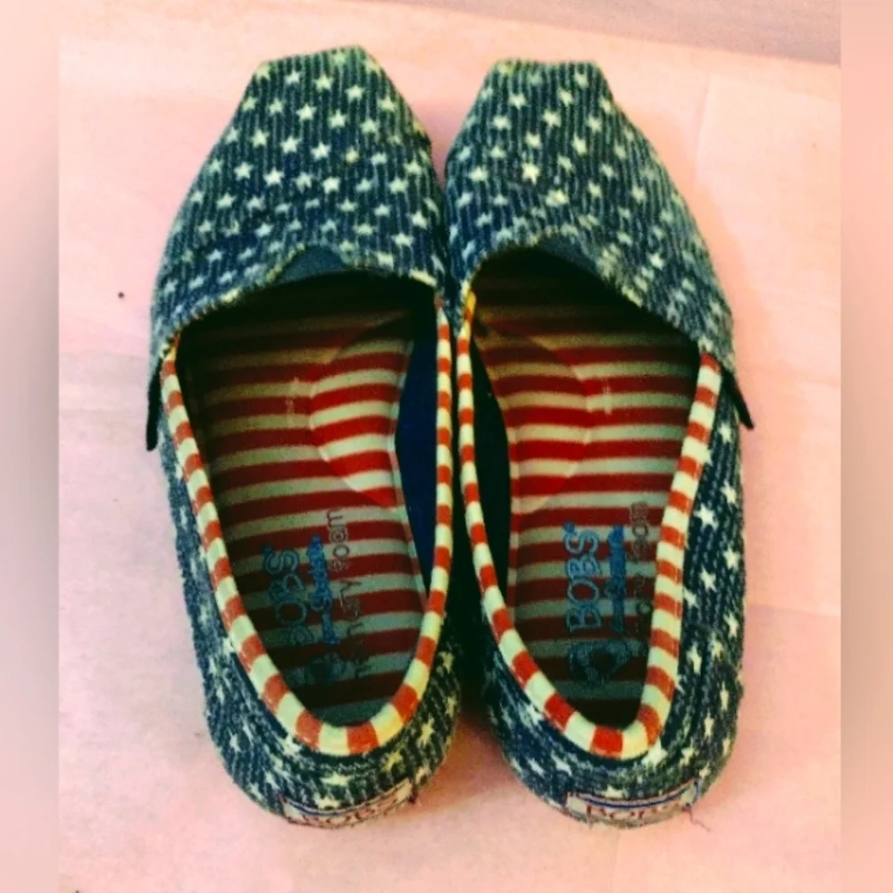 BOBS from Skechers Blue and Red Star Flats
