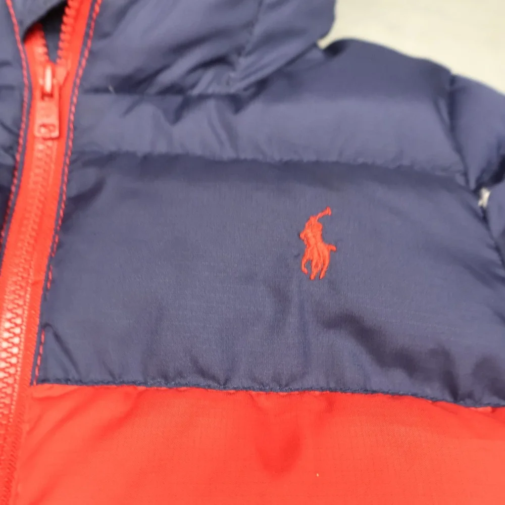 Ralph‎ Lauren Bunting Kids 24M Red Quilted Puffer Snowsuit Winter Mittens Footed