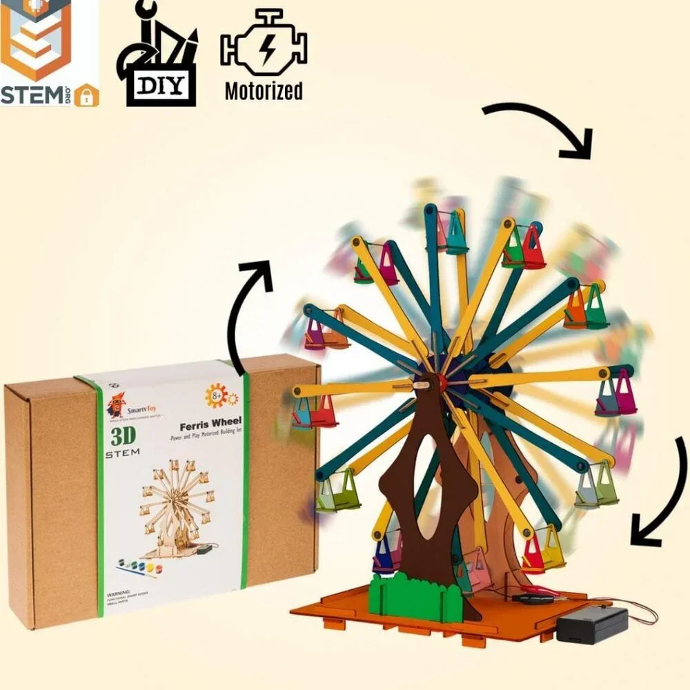 Wooden Ferris Wheel DIY 3D Puzzle Craft Kit STEM PROJECT Construction Toy Set