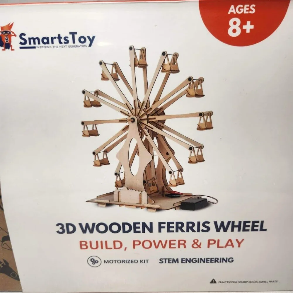 Wooden Ferris Wheel DIY 3D Puzzle Craft Kit STEM PROJECT Construction Toy Set