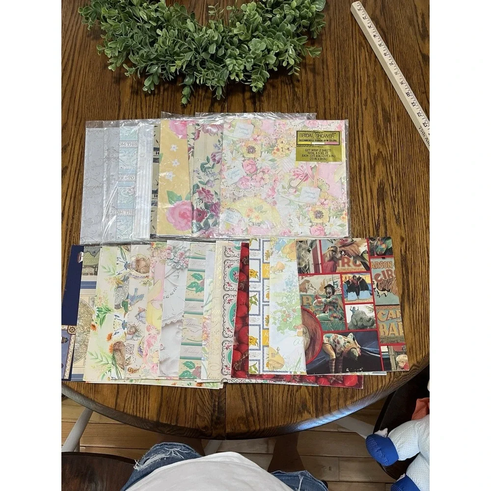 Vintage Gift Wrapping Paper Flat Wrap Sheet Packages Mixed Lot Occasions