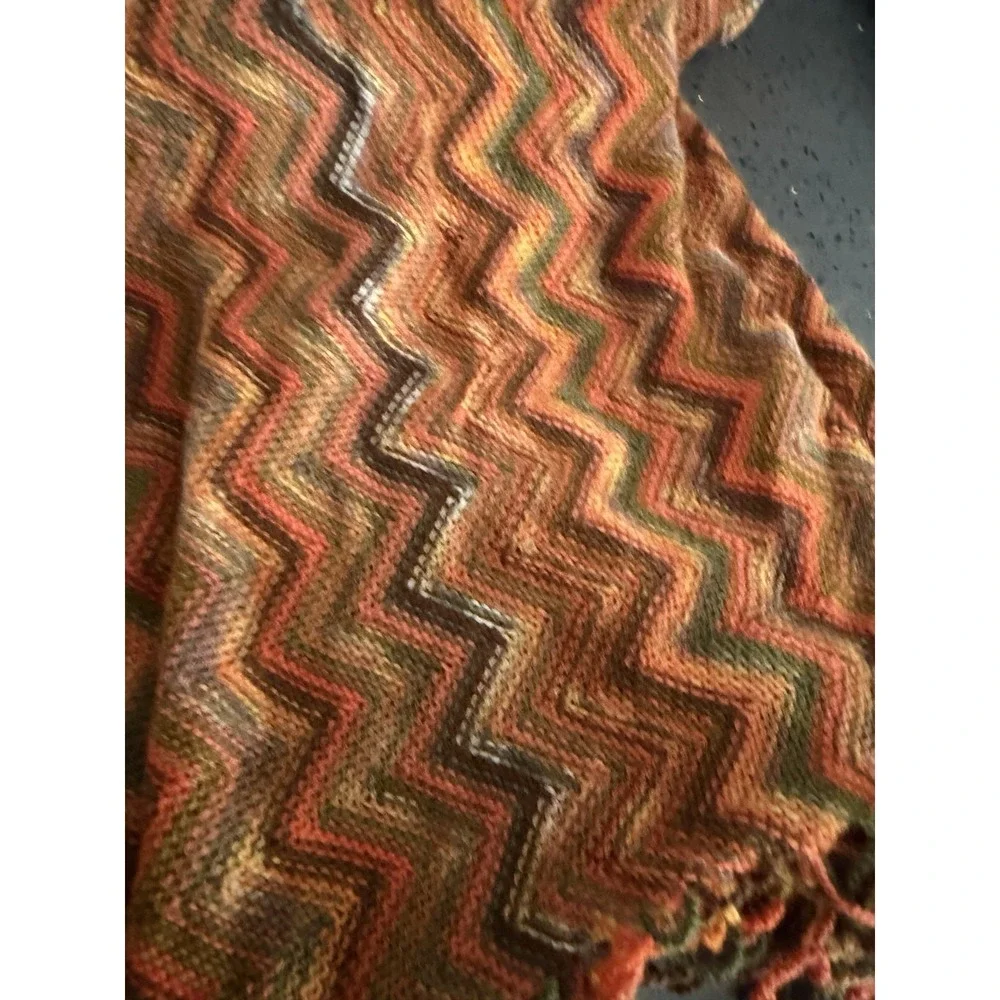 Manifattura Almar Scarf 100% Acrylic Orange Stripes Italy 60