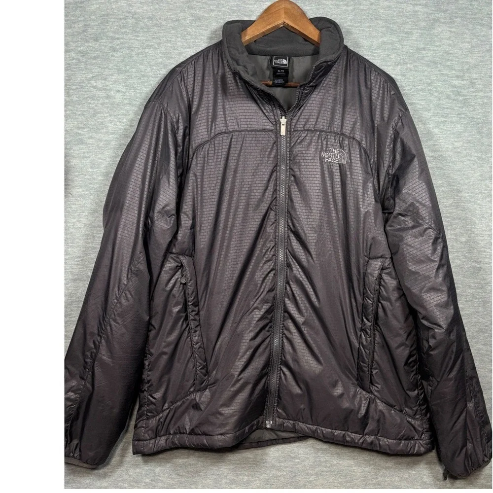 The‎ North Face Mens XL Gray Full Zip Ripstop Puffer Jacket Fleece Lined Collar