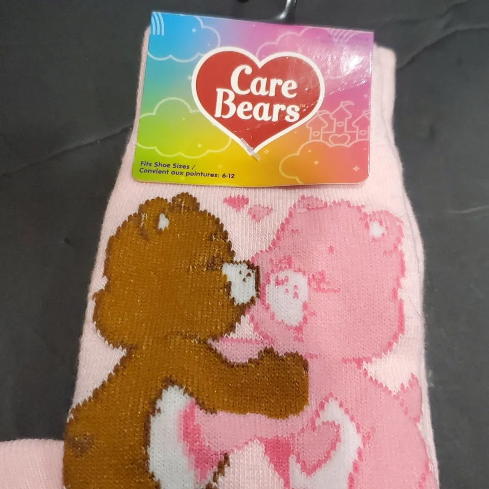 Care Bears Love-a-Lot Bear and Tenderheart Bear pink crew socks brand new‎ FREE