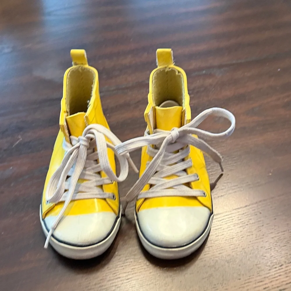 Polo Ralph Lauren Yellow Toddler Rain Boots Rubber Lace-Up Size 10