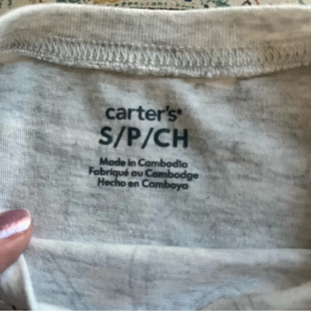 Carter's Light Grey Long Sleeve Tee with Black Bow Outline Print