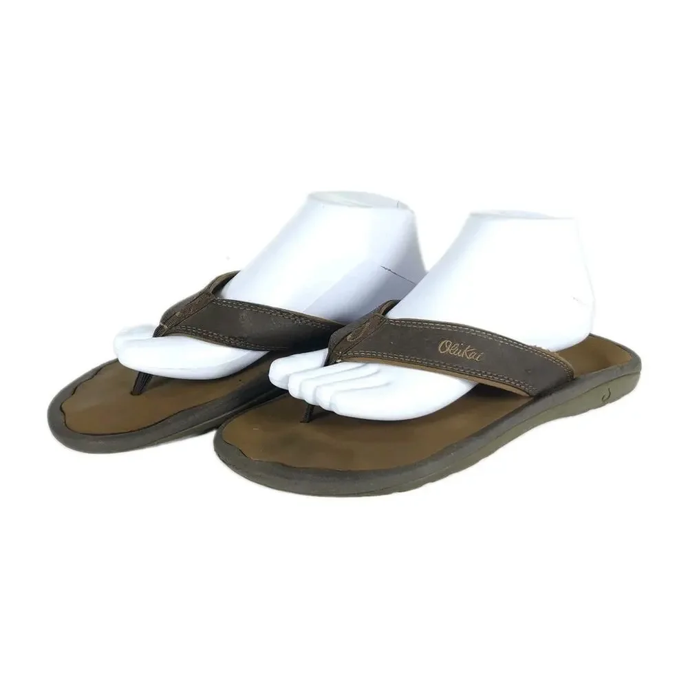 Olukai Men's Ohana US10 Brown Slip On Flat Thong Sandals