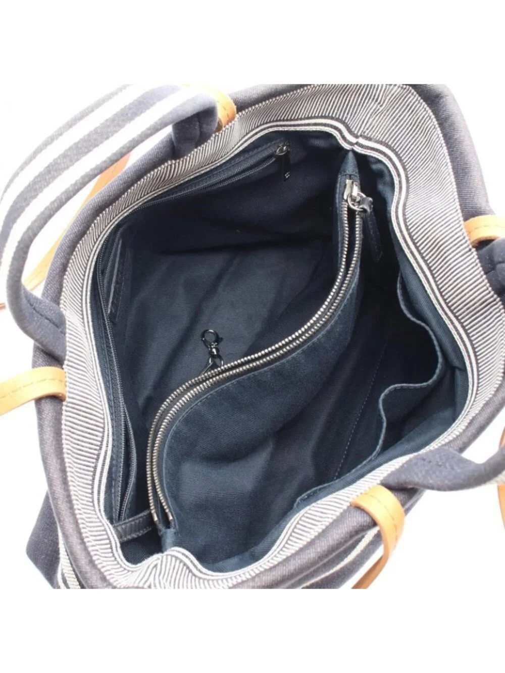 Chanel Tote CC Logo 2-Way Indigo Brown Denim Leather CC Hand