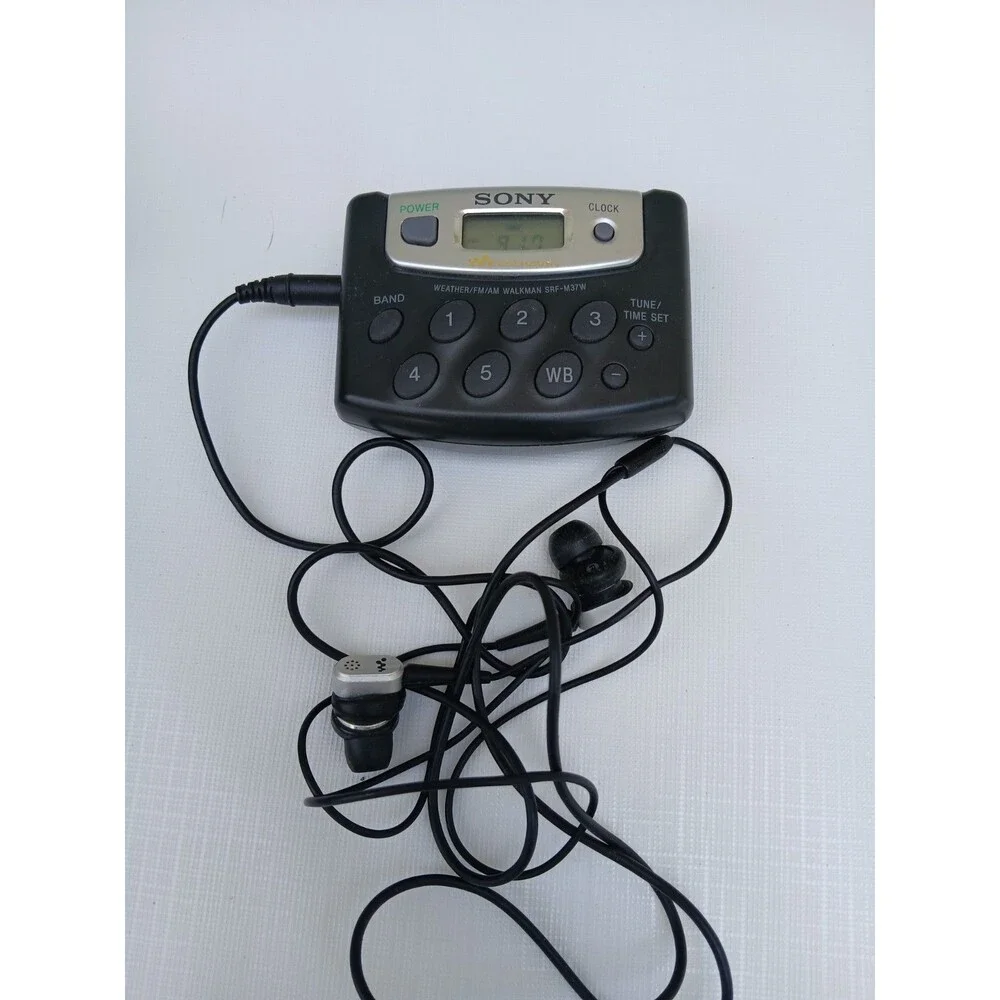 Sony Walkman SRF-M37W AM FM Weather Band Radio Tested & Working W/ belt clip Vtg