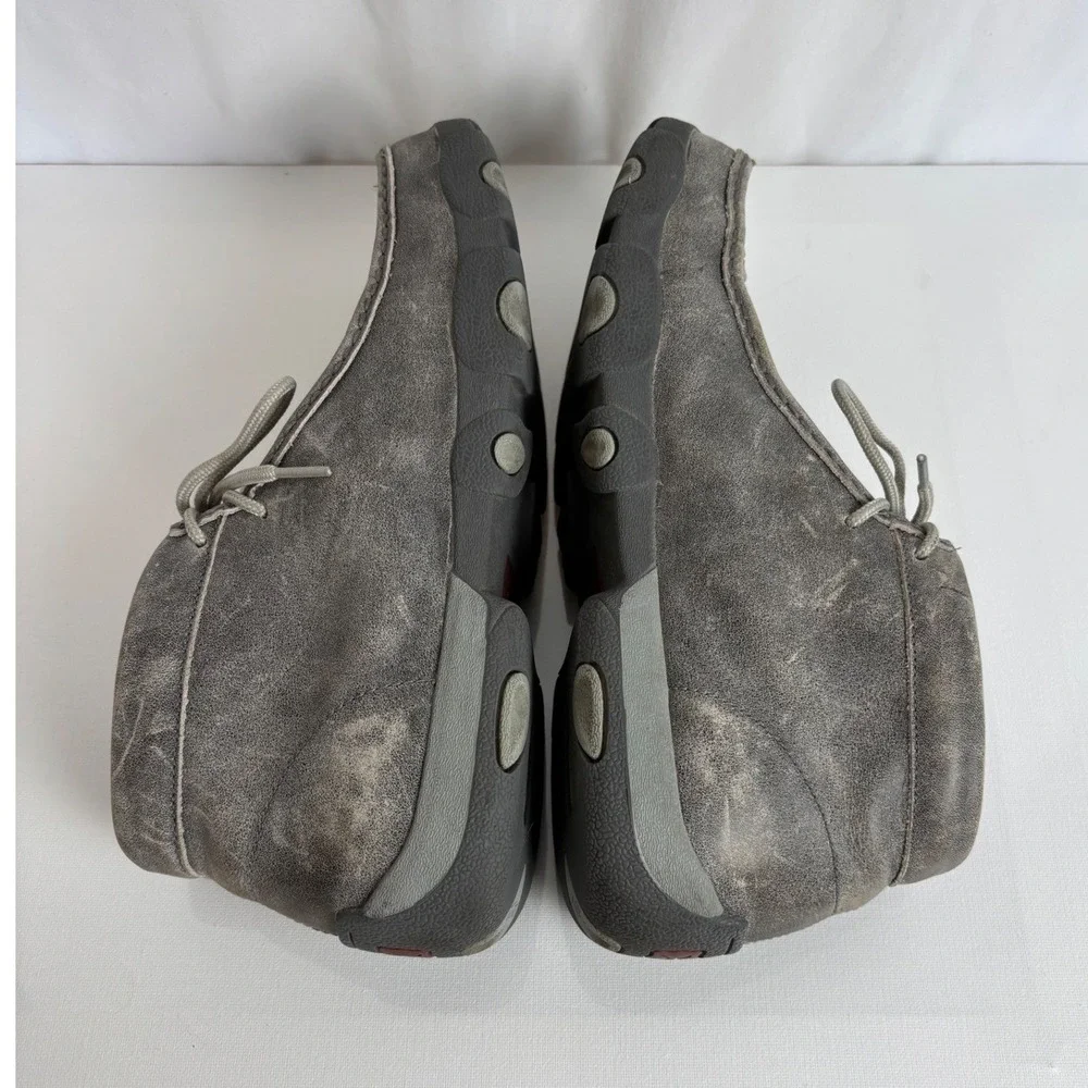 Twisted X Driving Moc Mens 9M Grey Leather Woven Checkerboard Chukka MDM0073