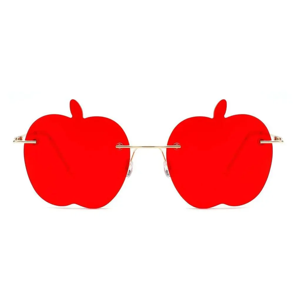 Funky Chic Rimless Apple Shape Red Sunglasses Party Fun Vibes