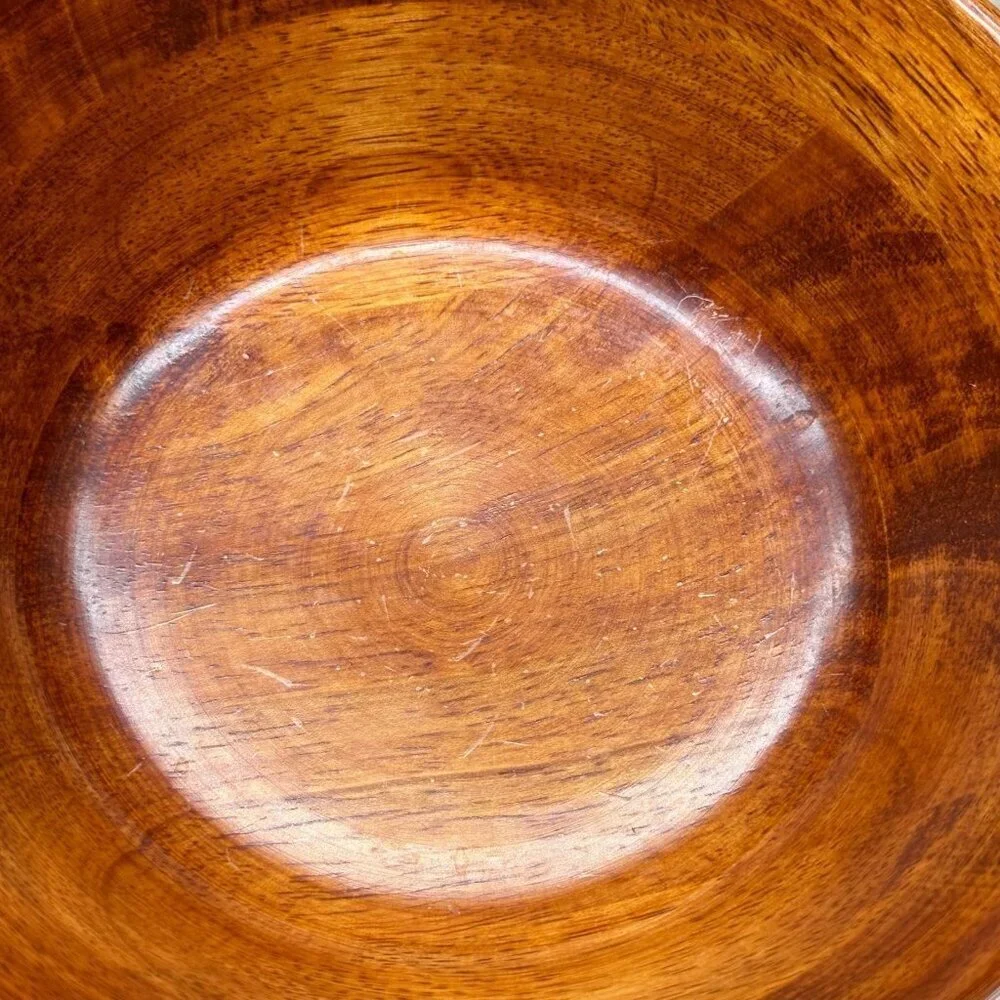 Mountain Woods Vintage Set of 5 Siamese Teak Wooden Salad Bowl Handcrafted Brown