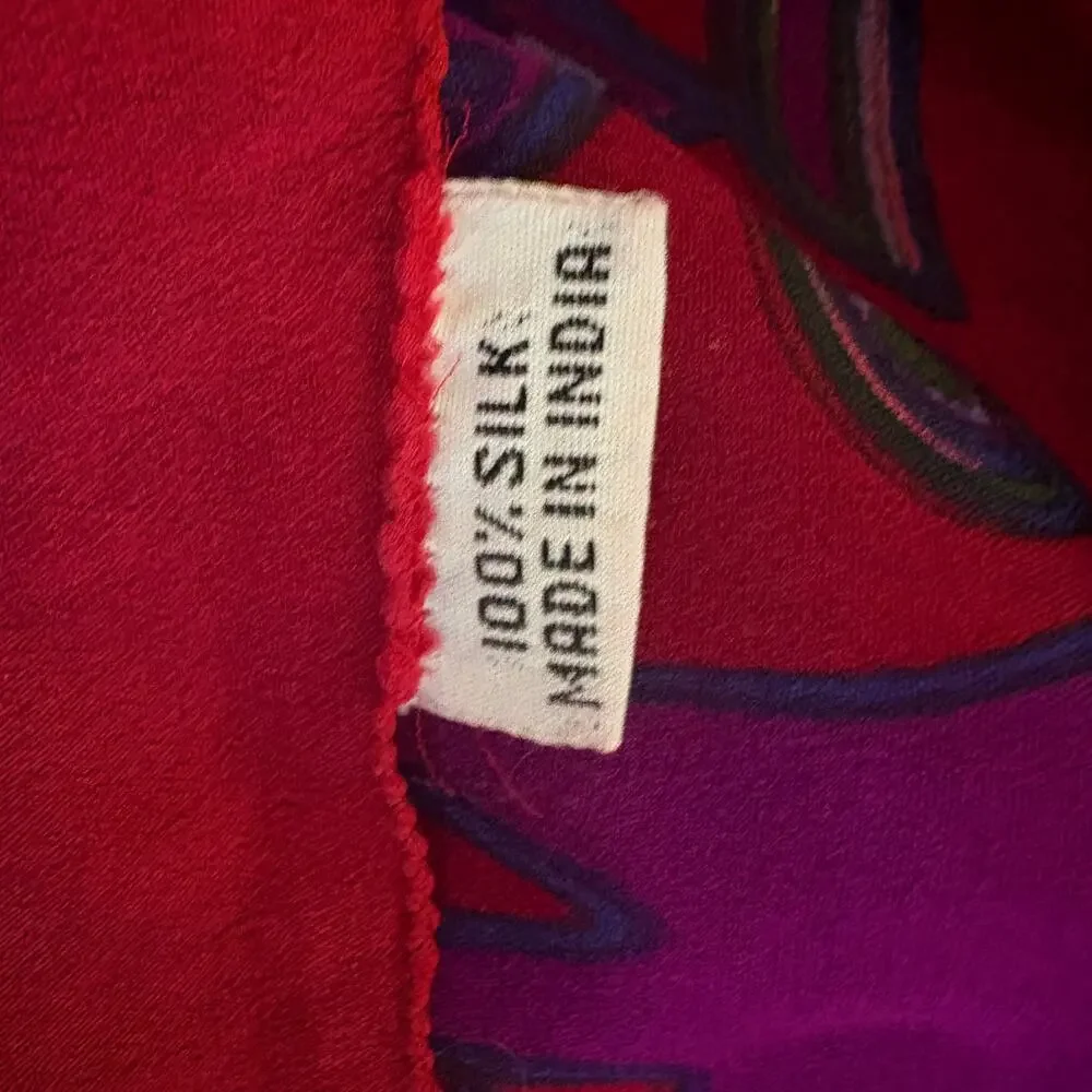 RAGA NY !00% Woven Silk Scarf Wrap Shawl Native Art Southwest Boho Lagenlook
