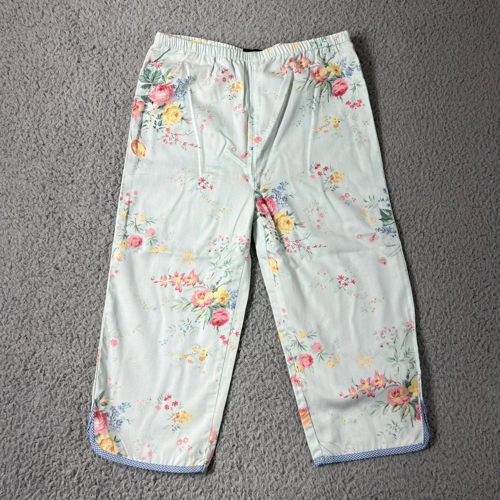 Ralph Lauren Pajama Set Girls Size 6 Mint‎ Green Floral Avignon Sleeveless Pants