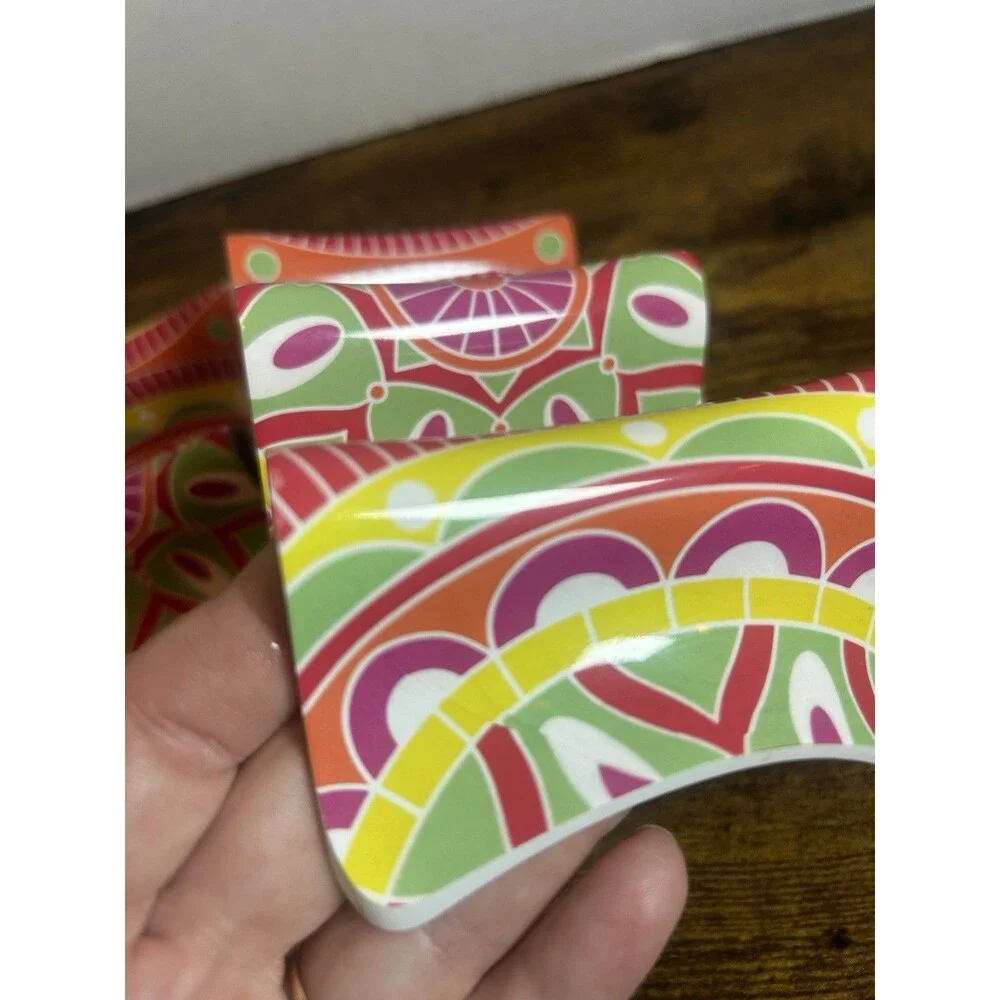 Colorful Reversible Plastic Taco Holders Set of 2 Holds 2 or 3 Tacos Multicolor