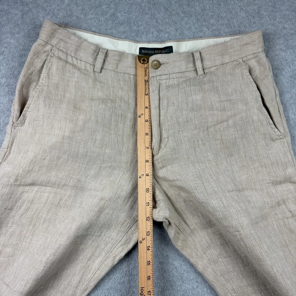 Banana Republic Pants Mens 33x34 Flax Linen Herringbone Baggy Wide Leg Chino Y2K
