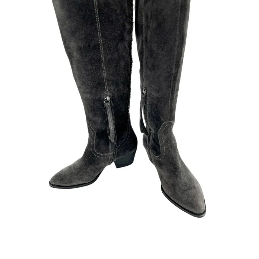 Dolce Vita Silas Grey Suede Leather Over the Knee Western Boots SZ 6 New