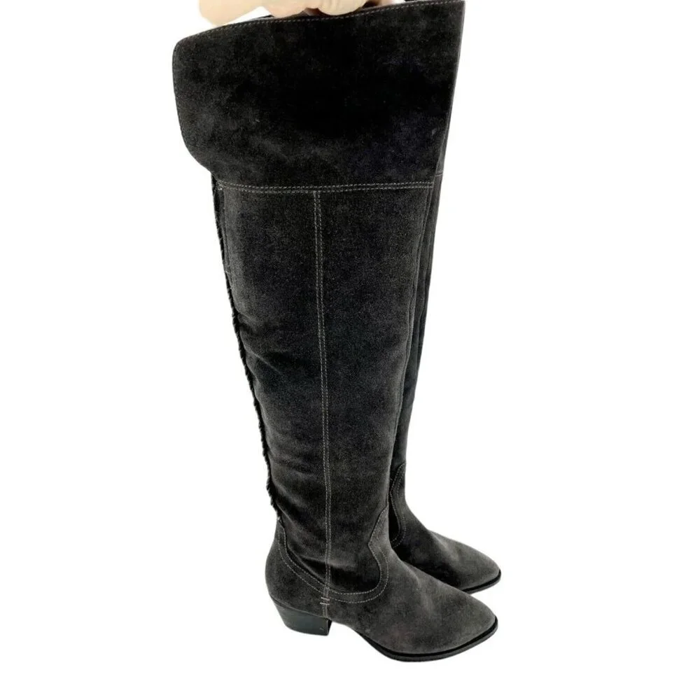 Dolce Vita Silas Grey Suede Leather Over the Knee Western Boots SZ 6 New