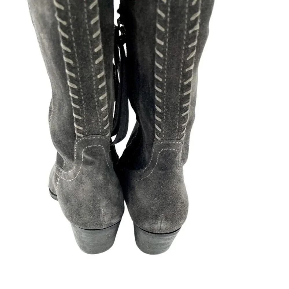 Dolce Vita Silas Grey Suede Leather Over the Knee Western Boots SZ 6 New