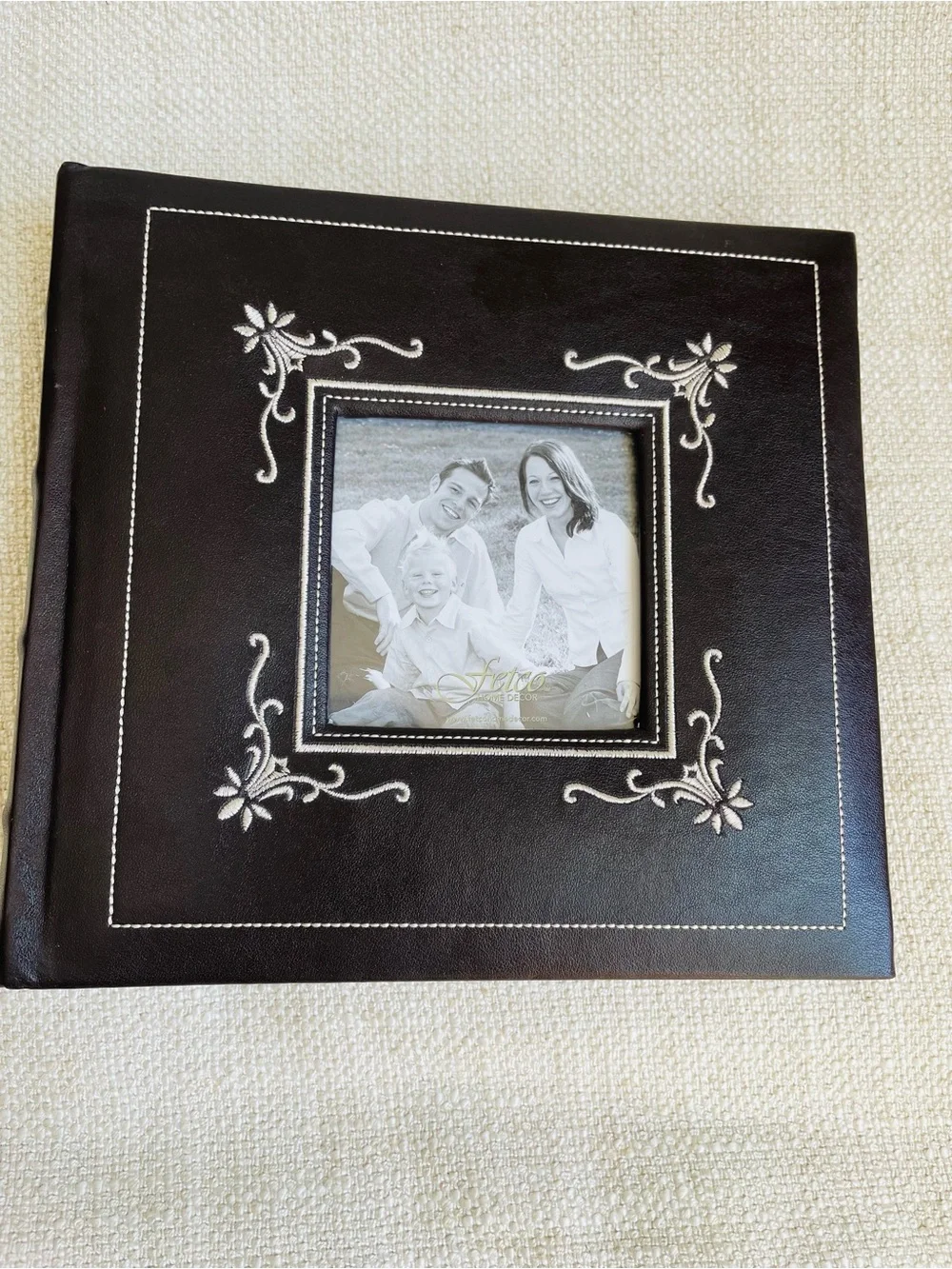Vintage Brown Faux Leather Ornate Floral Photo Album Fits 200 4x6