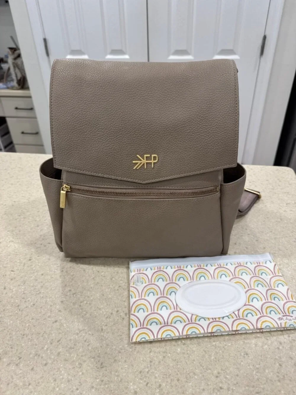 Freshly Picked Mini Classic Diaper Bag, Aspen + Itzy Ritzy Wipe pouch