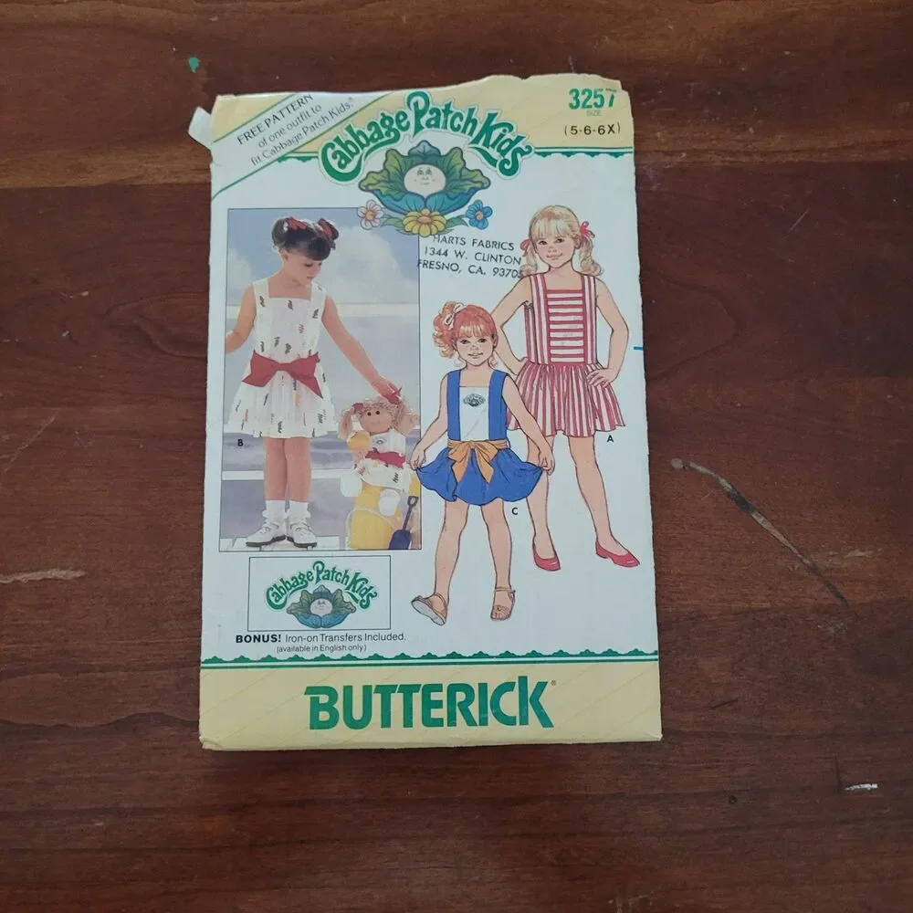 3257 Vintage Cabbage Patch Sewing Pattern Clothes Butterick