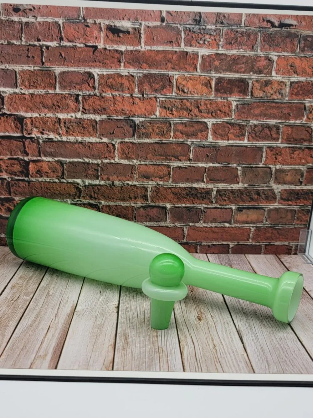 MCM Holmegaard Otto Brauer Green Cased Glass Gulvvase Bottle Decanter W Stopper