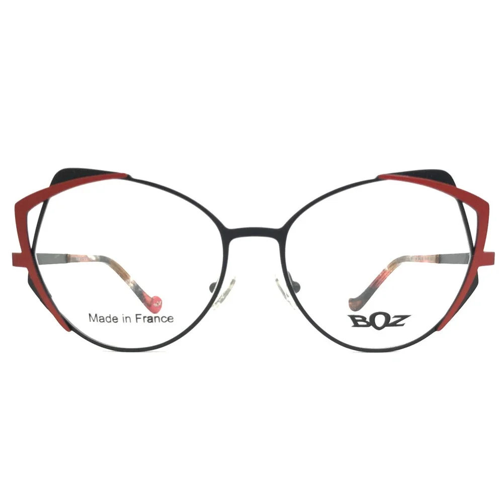 BOZ Eyeglasses Frames OSTINE 0068 Black Red Matte Cat Eye Full Rim 54-16-140