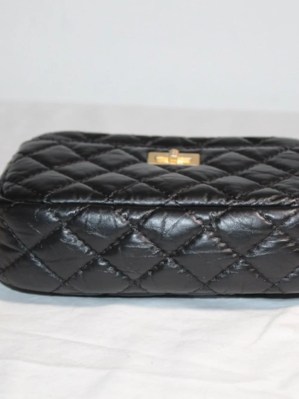 Chanel Black Leather 2.55 Reissue Camera Case Crossbody Zip Top Shoulder Bag