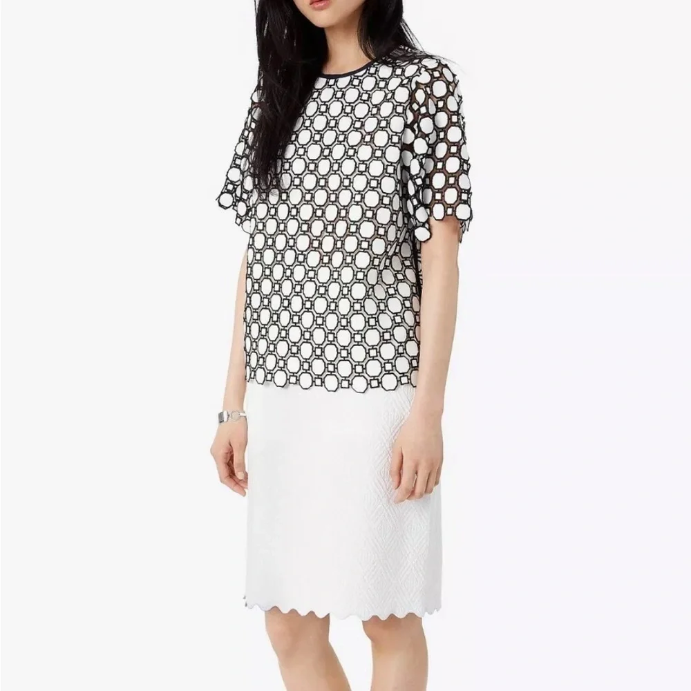 Tory Burch Bailey Pencil Skirt Tapestry Jacquard White