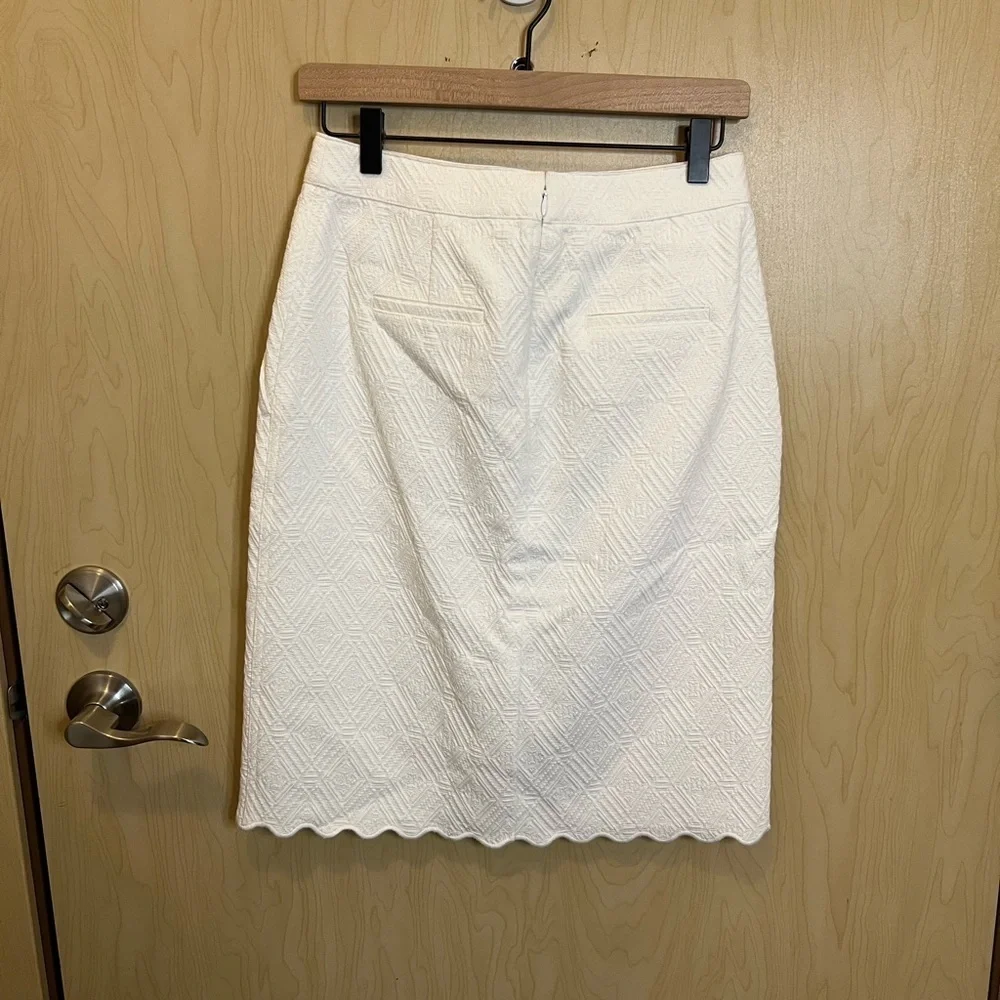 Tory Burch Bailey Pencil Skirt Tapestry Jacquard White