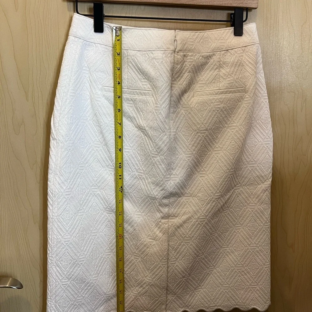 Tory Burch Bailey Pencil Skirt Tapestry Jacquard White