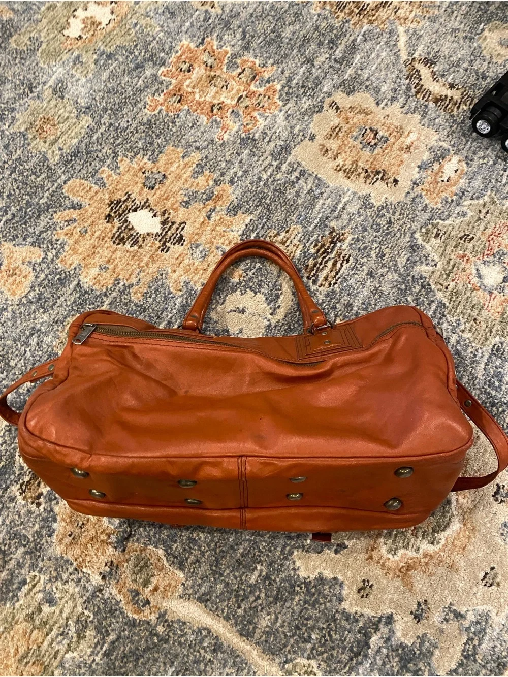 Bag, Classic Men's Leather Weekender Orange