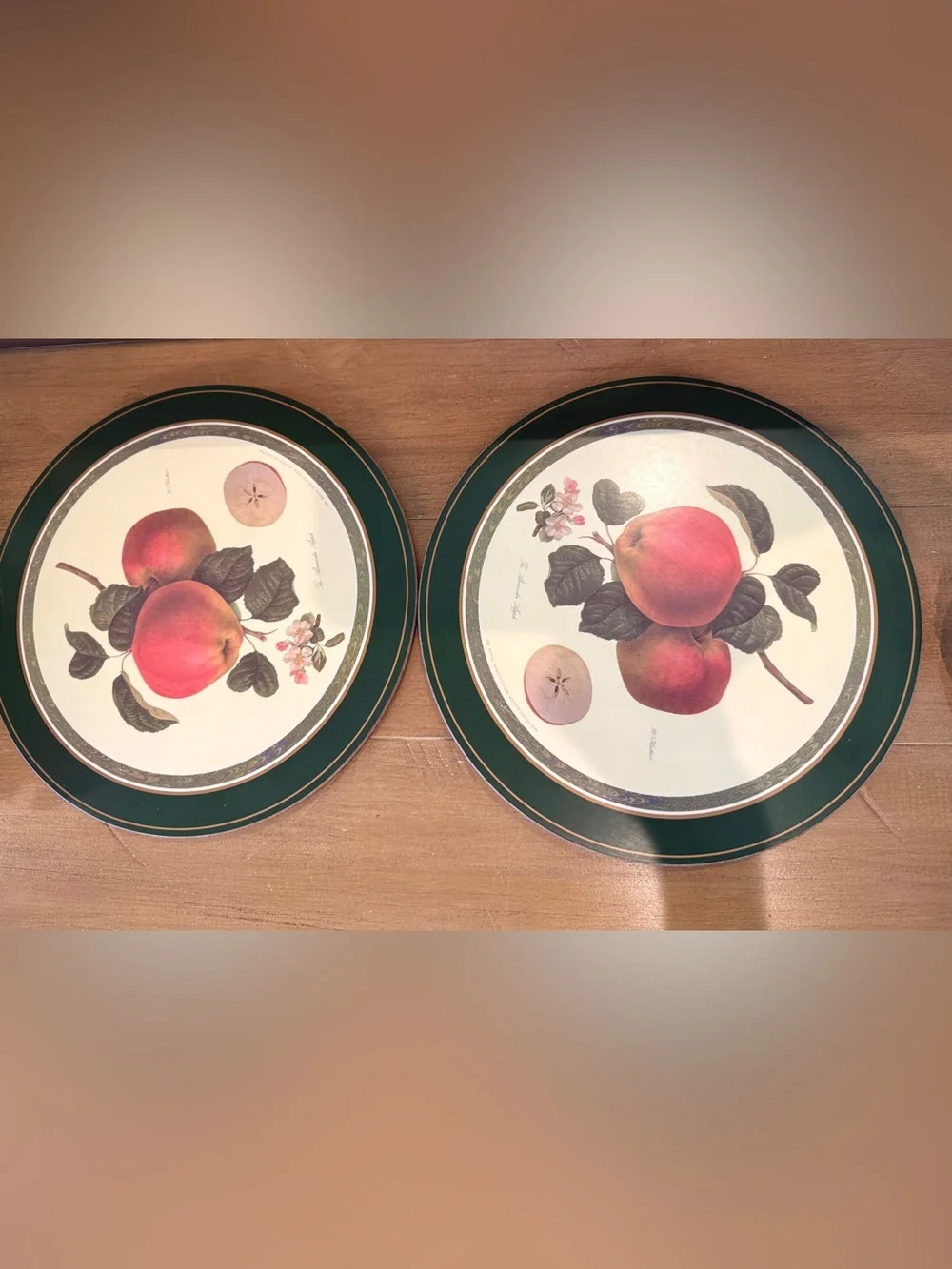 Pimpernel RHS W Hooker Cork Backed Trivets Set of 2 Botanical Apple Fruit