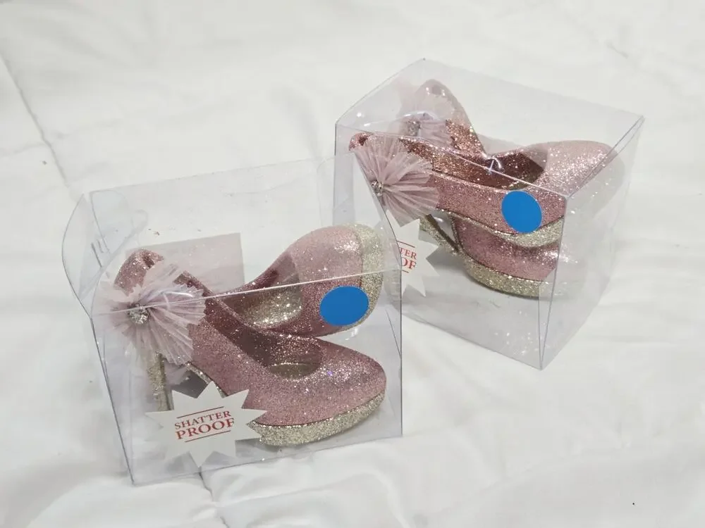 Pink Glitter High Heel 2 Sets Ornaments Hobby Lobby Blush Shoes Christmas Decor